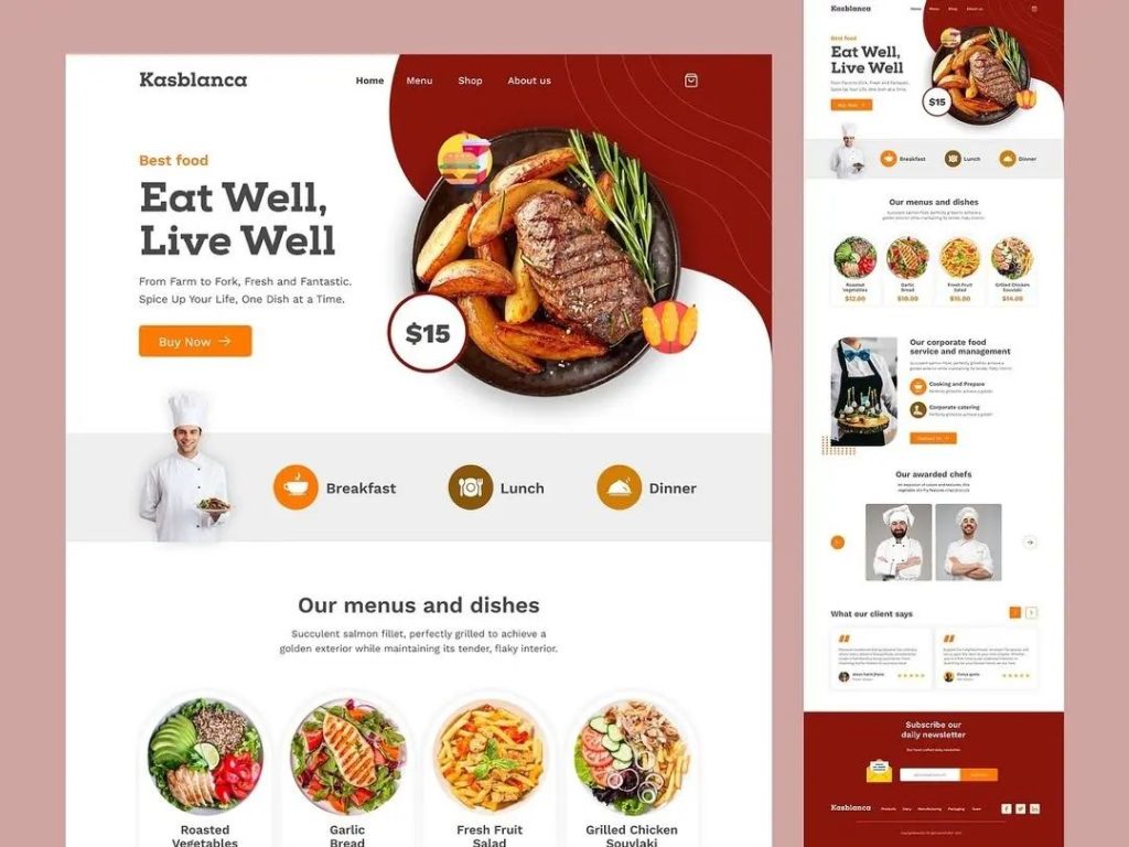 high quality restaurants wordpress website with speed optimized